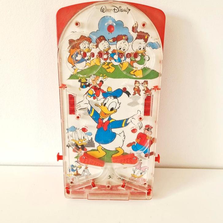 70's vintage flipperkast tafelmodel Donald Duck flipper kast, Verzamelen, Disney, Gebruikt, Beeldje of Figuurtje, Donald Duck