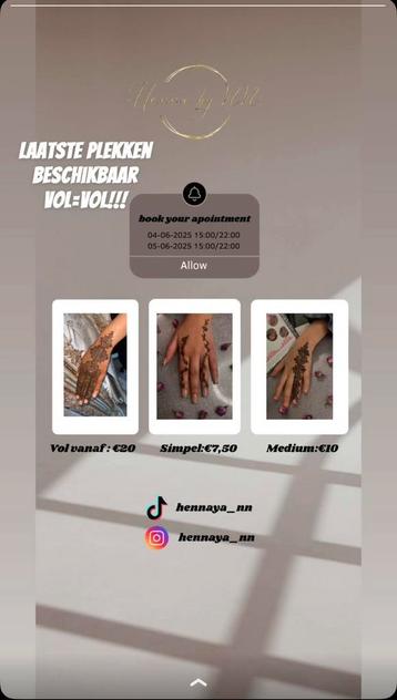 henna eid  vandaag en morgen beschikbaar voor biedingen