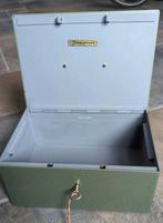 Metalen geldkistje, vintage,, Verzamelen, Spaarpotten, Ophalen of Verzenden, Gebruikt, Metaal of Blik