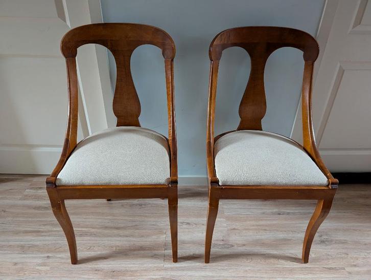Set van 2x gondola stoel (mahonie), Huis en Inrichting, Stoelen, Zo goed als nieuw, Twee, Hout, Stof, Bruin, Ophalen