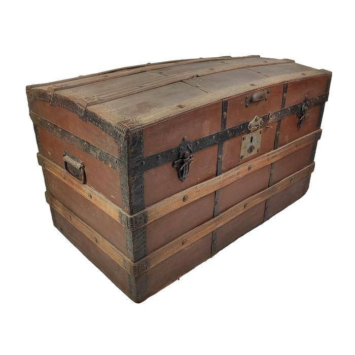 Antiek Houten Portugese Koffer Dekenkist Kist Vintage, Huis en Inrichting, Woonaccessoires | Kisten, Gebruikt, 50 tot 75 cm, 75 tot 100 cm