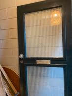 Hardhouten (voor)deur met geblindeerd glas, Gebruikt, 80 tot 100 cm, Ophalen of Verzenden, 200 tot 215 cm