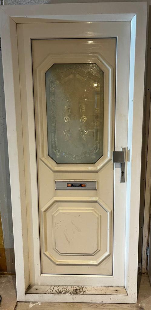 Kunststof buitendeur met kozijn - linksdraaiend - 209x91,5cm, Doe-het-zelf en Verbouw, Deuren en Horren, Gebruikt, Buitendeur