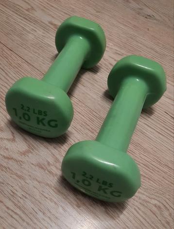 Dumbbels gewichten 2 x 1 kg groen / halters halterset beschikbaar voor biedingen