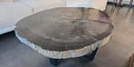 Fossiel Houten Salontafel - Versteend Hout XXL 120 x 90 cm, Ophalen, Rond, Zo goed als nieuw, Modern