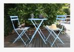 3-Delige blauwe Bistro set., Ophalen, Nieuw, Rond, Hout