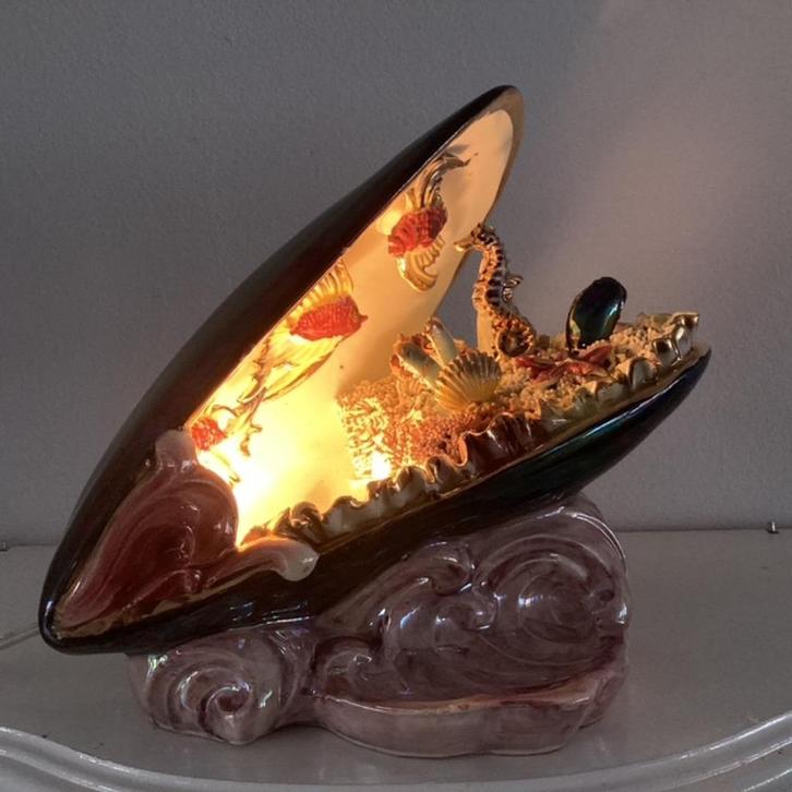 Vallauris  brocante  lampje in de vorm van een mossel., Antiek en Kunst, Curiosa en Brocante, Ophalen of Verzenden