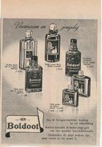 Retro reclame 1952 Boldoot parfum zes verschillende flesjes, Verzenden, Overige typen