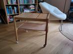 Prachtig eiken tafeltje - trolley, Zweedse vintage, Ophalen, Gebruikt, Vintage, 60 cm of meer