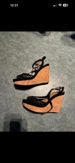 Zwarte sleehak sandalen - Maat 41, Kleding | Dames, Schoenen, Ophalen of Verzenden, Zo goed als nieuw, Zwart, Sandalen of Muiltjes