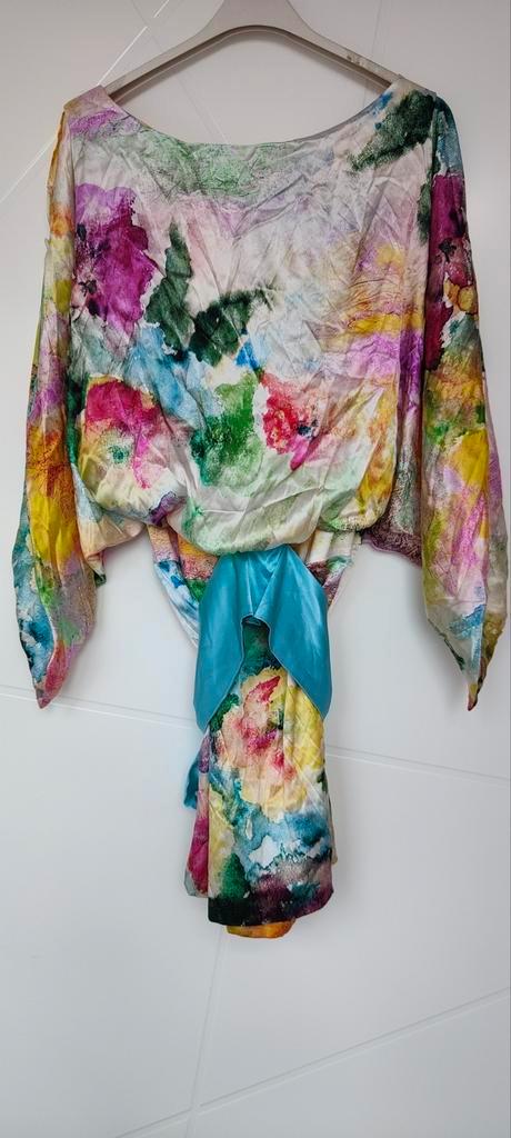 Nieuwe zijde designersjurk van Roccobarocco maat S, Kleding | Dames, Jurken, Nieuw, Maat 36 (S), Onder de knie, Ophalen of Verzenden