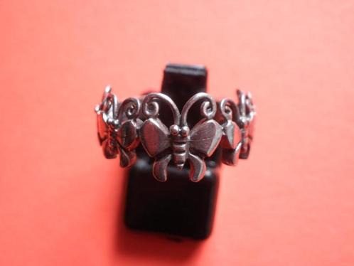 Mooie Zilveren Ring met 5 Vlindertjes, Sieraden, Tassen en Uiterlijk, Antieke sieraden, Ring, Zilver, Verzenden