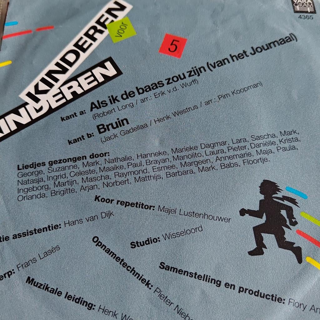 Kinderen voor Kinderen 5 - single, Cd's en Dvd's, Vinyl Singles, Ophalen of Verzenden, Zo goed als nieuw, 7 inch