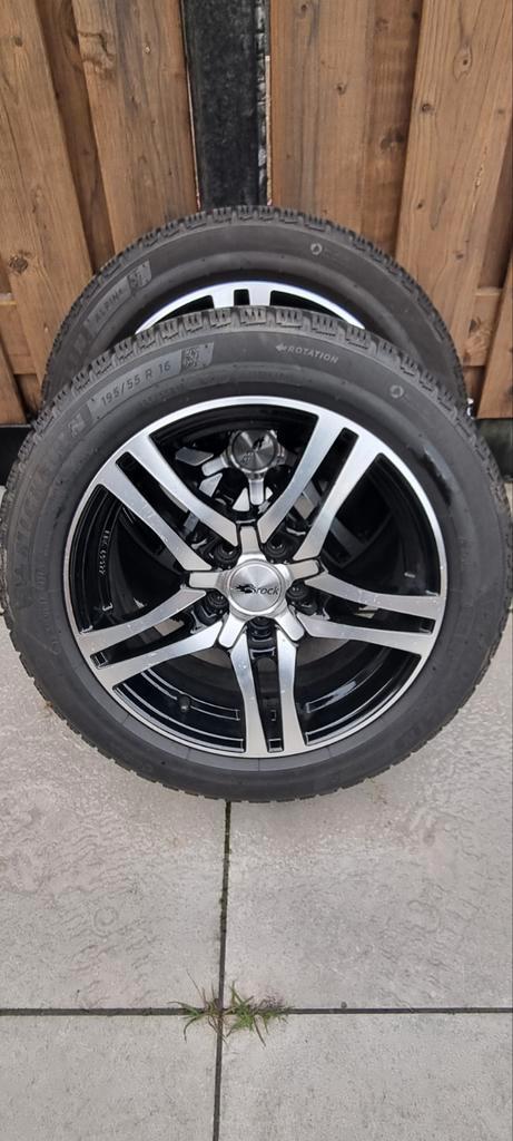 Winterbanden set 195/55/R16 Michelin Alpin6 op sportvelg, Auto-onderdelen, Banden en Velgen, Banden en Velgen, Winterbanden, 16 inch