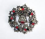 Vintage kerst krans kristallen broche., Sieraden, Tassen en Uiterlijk, Broches, Ophalen of Verzenden, Zo goed als nieuw