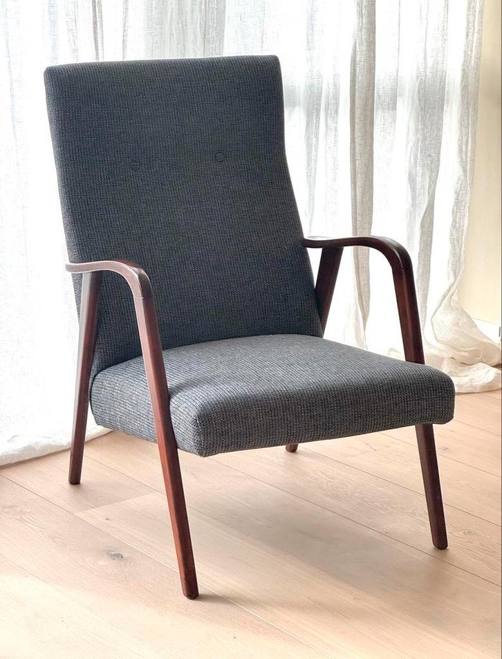 Vintage Deens Design Fauteuil, Huis en Inrichting, Fauteuils, Zo goed als nieuw, Hout, 50 tot 75 cm, 75 tot 100 cm, Ophalen of Verzenden