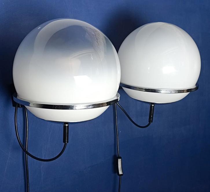 2 Raak Wandlampen ' In de ban van de ring' / Ochtendnevel, Huis en Inrichting, Lampen | Wandlampen, Gebruikt, Glas, Ophalen