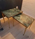 2x regency tafels marmer / messing bijzettafel plantentafel, Ophalen of Verzenden