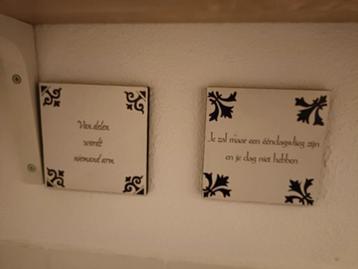 Spreukentegels - Set van 4 - Wanddecoratie beschikbaar voor biedingen