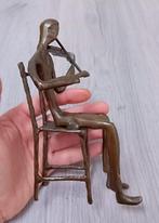 bronzen violist op stroel. 20 eeuw 18cm, Ophalen of Verzenden
