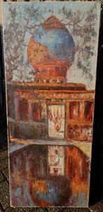 ~1960 figuren bij en Moskee, olieverf op doek, Antiek en Kunst, Kunst | Schilderijen | Klassiek, Ophalen of Verzenden