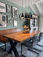 Eettafel 6-8 pers. + 4 stoelen (200x100cm), Huis en Inrichting, Tafels | Eettafels, Ophalen, Gebruikt, 50 tot 100 cm, Vijf personen of meer