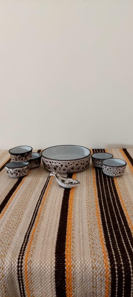 7 delige vintage Fat Lava snack schaal tapas set jaren 70, Huis en Inrichting, Keuken | Potten en Pannen, Zo goed als nieuw, Overige typen