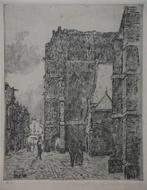 Martin van Waning droge naald "Langs de Kerk", nummer 4/100, Antiek en Kunst, Kunst | Etsen en Gravures, Ophalen