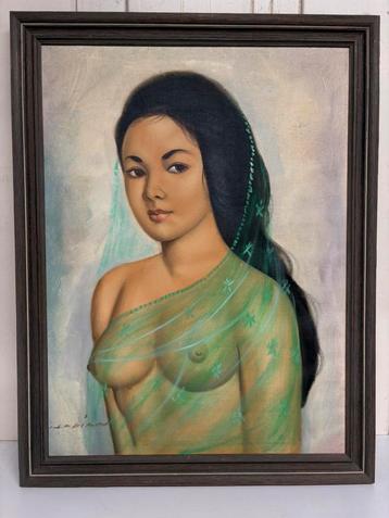 Schilderij dame bali transparant naakt beschikbaar voor biedingen