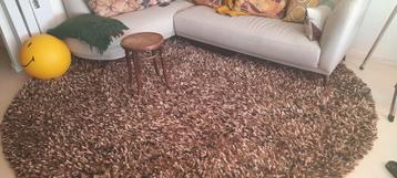 Rond hoogpolig wollen vloerkleed chique vintage kleuren beschikbaar voor biedingen