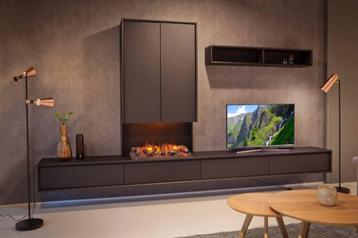 NIEUW Zwarte massief eikenhouten wandkast AURORA met sfeerha beschikbaar voor biedingen