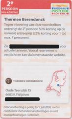 Thermen Berendonck. 2e persoon. 50% korting. Postcode bon, Tickets en Kaartjes, Twee personen, Kortingsbon, Spa of Sauna