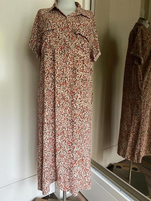 jurk RBLZ 44/46  creme/brique/bruin/fudge travelstof NIEUW, Kleding | Dames, Jurken, Nieuw, Maat 46/48 (XL) of groter, Bruin, Onder de knie