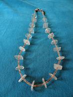 Handgemaakte ketting met schijfjes van glas, Sieraden, Tassen en Uiterlijk, Kettingen, Ophalen of Verzenden, Gebruikt, Wit, Overige materialen