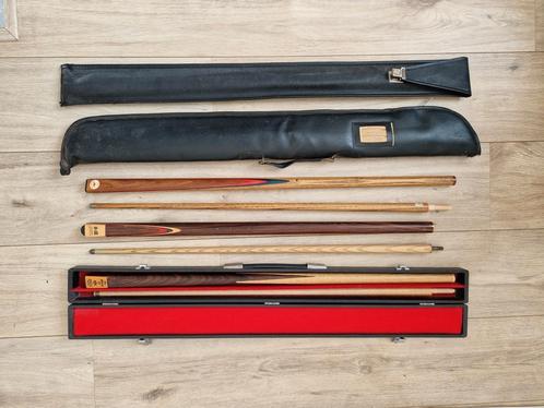 3x Keu - Peradon Fletcher, Snooker Master, Imperial + cases, Sport en Fitness, Biljarten en Poolen, Zo goed als nieuw, Keu of Ballen