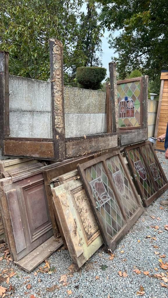 Lot antieke deuren & gedeelte veranda (Neo Renaissance tijd), Antiek en Kunst, Antiek | Overige Antiek, Ophalen