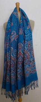 Batik/etnische mooie blauwe sjaal, Verzenden, Zo goed als nieuw, Maat 42/44 (L), Sjaal