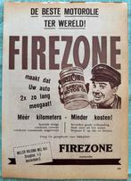 Advertentie 1954 Firezone motorolie Miller Holding, Verzenden, 1940 tot 1960, Nederland, Knipsel(s)