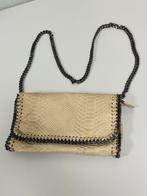 BORSE IN PELLE Italiaanse leren handtas slangenleer ketting, Schoudertasje, Beige, Ophalen of Verzenden, Zo goed als nieuw
