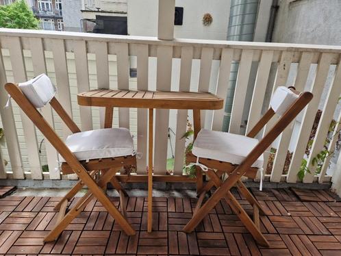 Bistro tuin-/balkonset inklapbaar, Tuin en Terras, Tuinsets en Loungesets, Gebruikt, Tuinset, Hout, 2 zitplaatsen, Bijzettafel