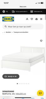 Ikea Bed + mattress, Wit, Tweepersoons, Zo goed als nieuw, 200 cm
