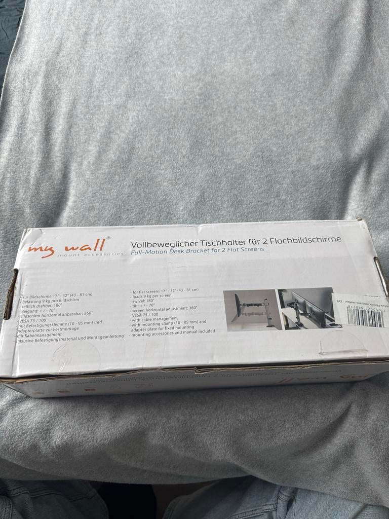 Dubbele Monitorarm My Wall - Nieuw in Verpakking, Computers en Software, Barebones, Ophalen of Verzenden, Nieuw