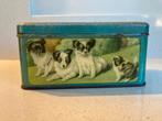 Oud vintage blik met hondjes en kitten (1920-1950). Gemerkt., Verzamelen, Blikken, Ophalen of Verzenden, Gebruikt, Overige