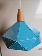 Blauwe hanglamp met houten details, Ophalen, Gebruikt, Metaal, Minder dan 50 cm