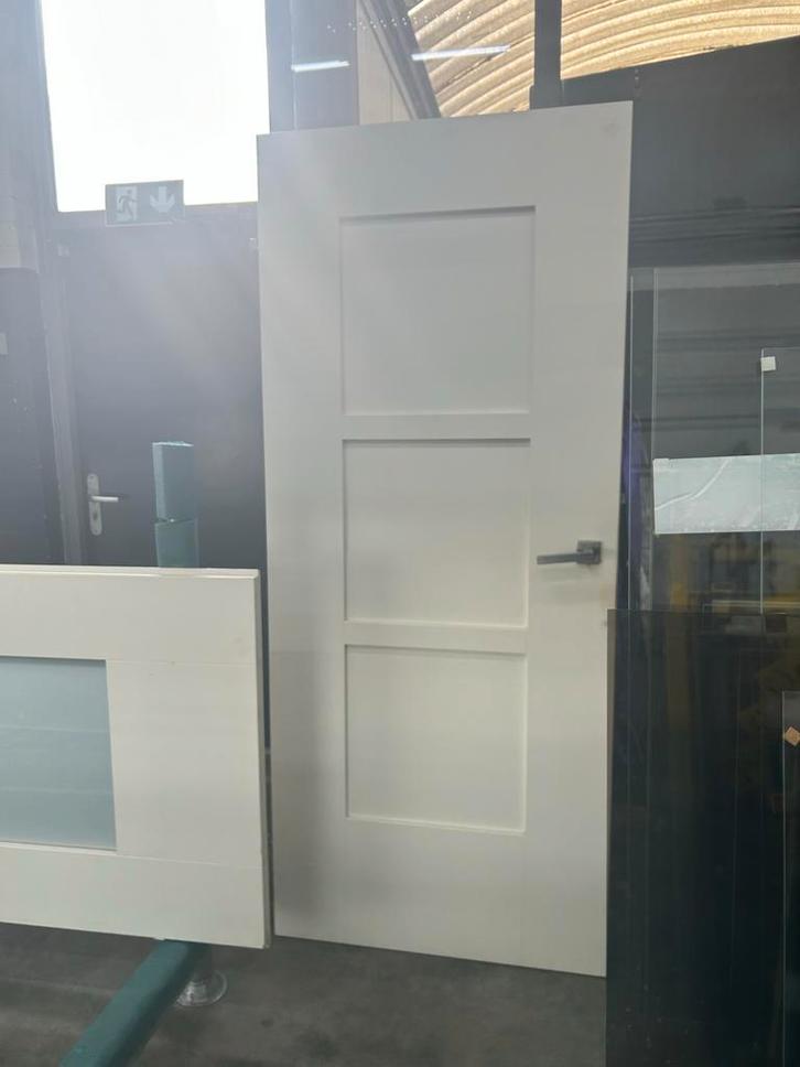 Twee opdekdeuren: links- en rechtsdraaiend, glas en dicht, Doe-het-zelf en Verbouw, Deuren en Horren, Gebruikt, Binnendeur, 200 tot 215 cm