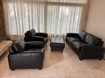 Lederen Bankstel Set - 2+2+Hocker, Ophalen, Gebruikt, Rechte bank, 200 tot 250 cm