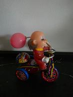 Vintage blikken opwindspeelgoed Clown op driewieler, Ophalen of Verzenden