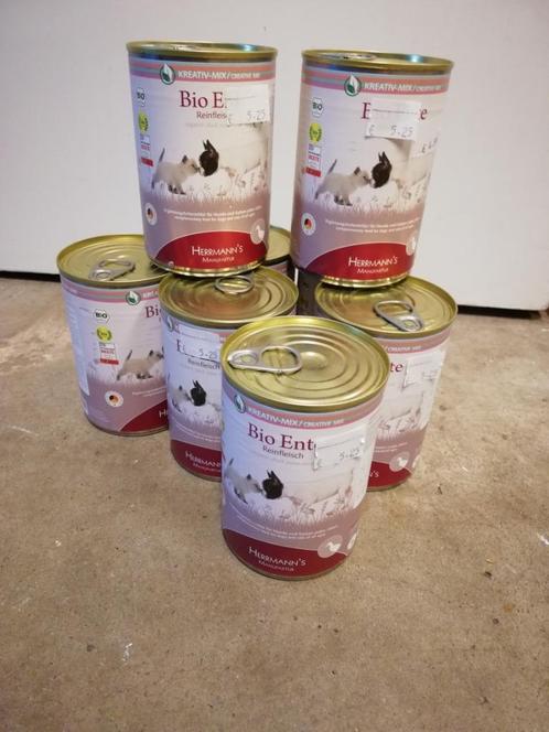 Blik voeding 400gherrmann's bio ente eend hond/kat 8 stuks, Dieren en Toebehoren, Dierenvoeding, Hond, Ophalen of Verzenden
