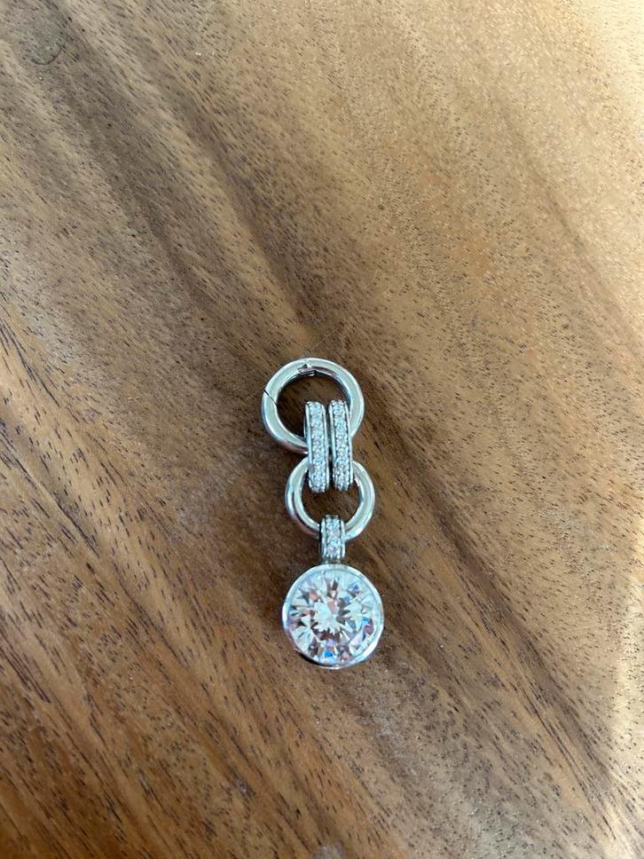 Ti Sento Hanger Zilver met Strass, Sieraden, Tassen en Uiterlijk, Kettinghangers, Zo goed als nieuw, Zilver, Overige voorstellingen