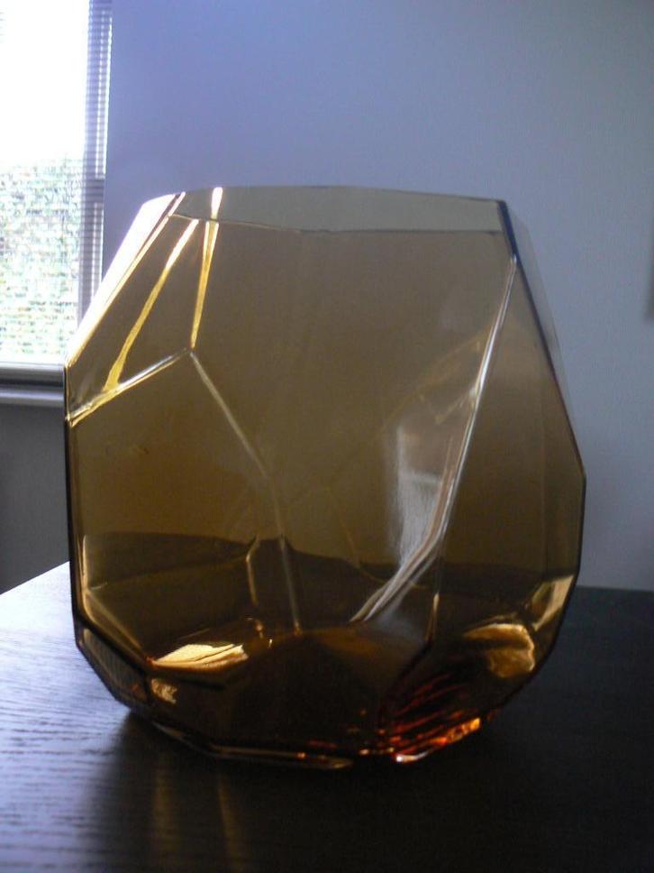 Fidrio windlicht of vaas glas hoog 22 cm Amber, Huis en Inrichting, Woonaccessoires | Overige, Zo goed als nieuw, Ophalen